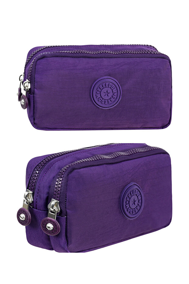 Crinkle Fabric Double Compartment Pencil Holder Pencil Case