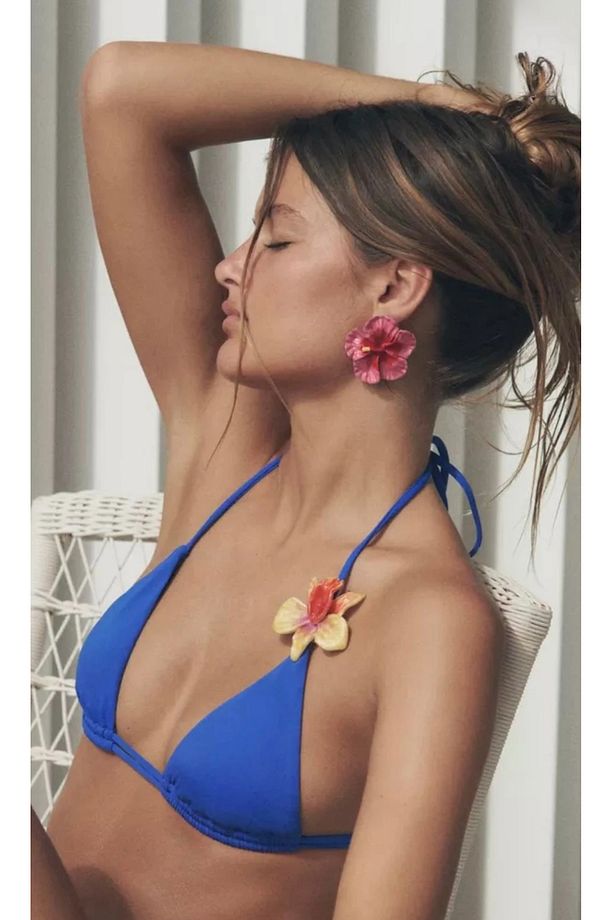 Zr model Çiçek ve halka küpe seti ( bir çift çiçek, bir çift halka küpe) - 1