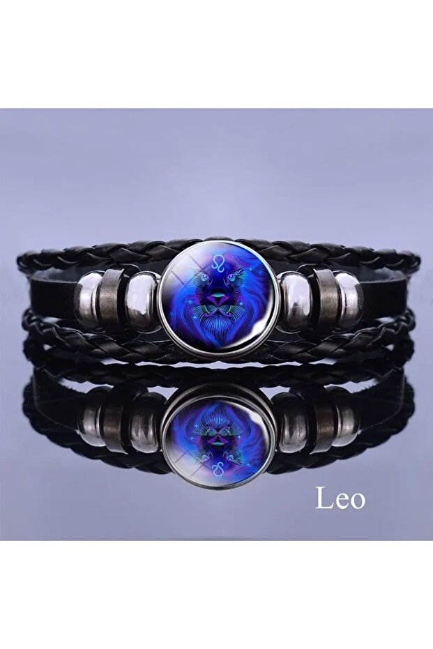 Shining Lion Sign, Adjustable Faux Leather Bracelet, Suitable for Both Men and Women