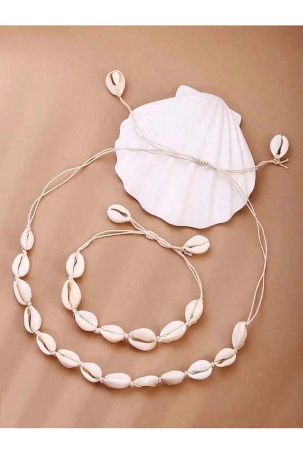 Origin Jewelry Seashell Necklace Bracelet Set Adjustable Rope Beach Gift Birthday