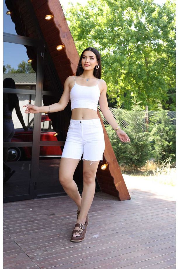 Beyaz Kot Şort - 1