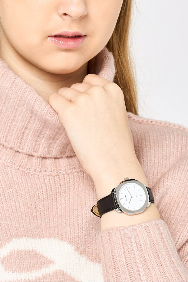 Women SSLL03 Super Slim Leather Analog Watch 36mm, Black - 2