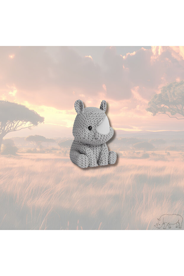 Gray Rhino Keychain with Knitted Pattern – Tough and Heavy Figure |   Decorative Accessory