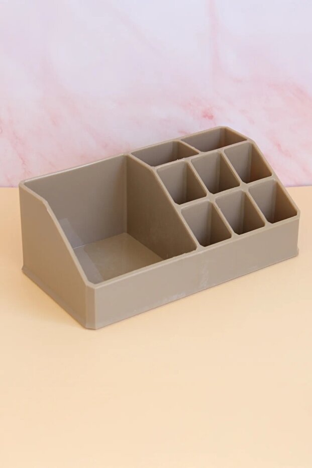 9 Compartment Makeup Organizer Lipstick Rimel Cosmetic Product Organizer - Brown