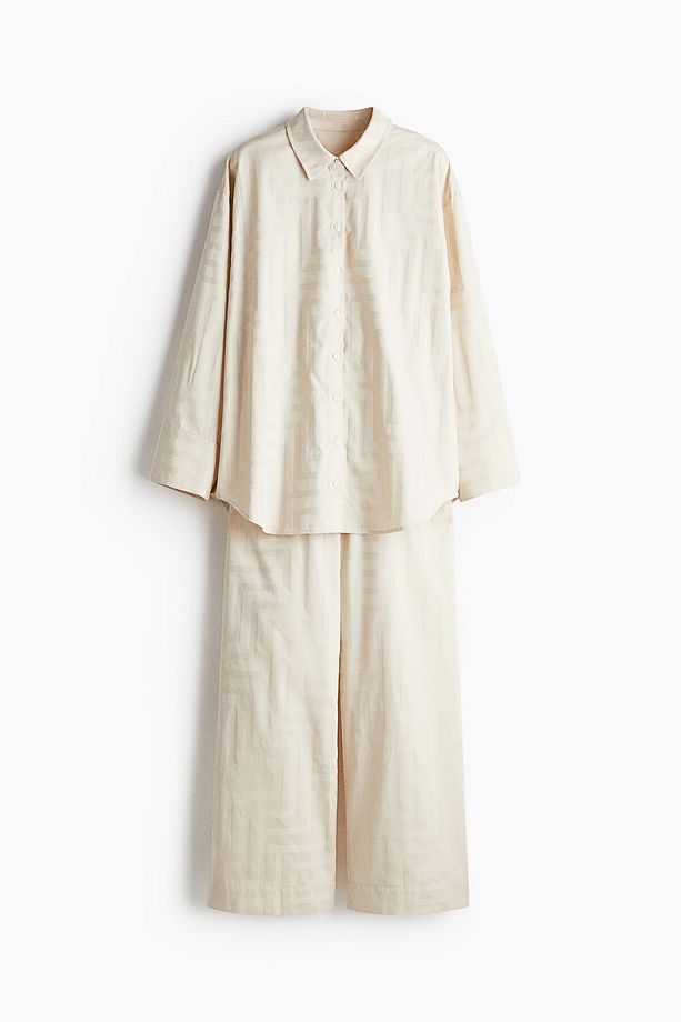 Pamuklu ve Jakarlı Dokuma Pijama Takımı - 1