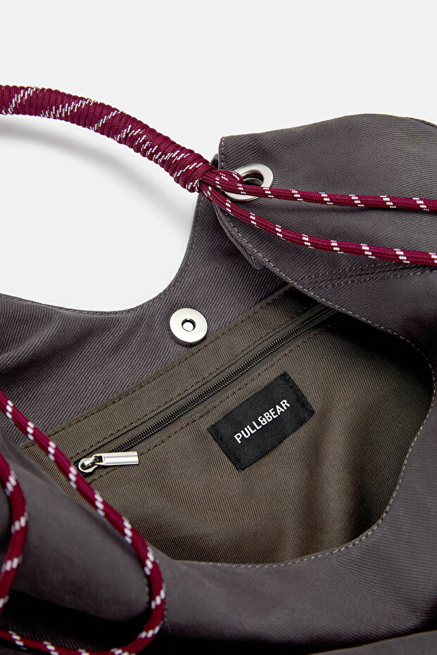 Halatlı kanvas shopper çanta - 3