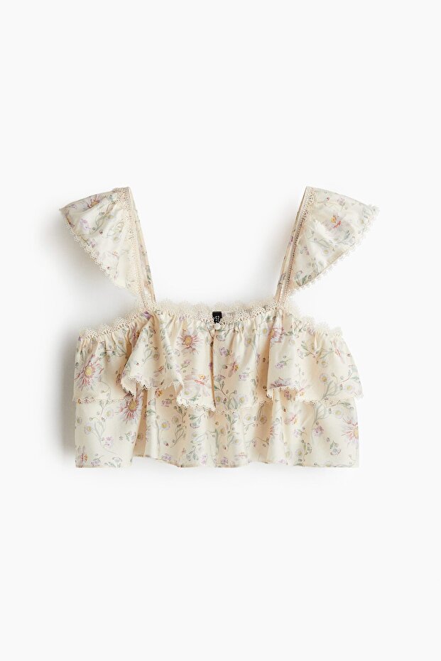 Dantel Şeritli Kısa Üst - 1