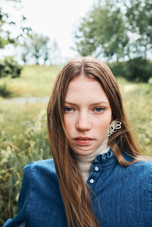 Fırfırlı Kot Bluz - 2