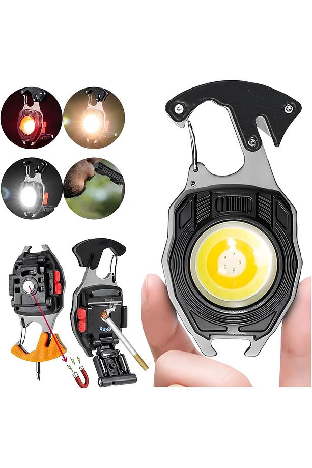 Çok Fonksiyonlu Anahtarlık Kamp Lambası, Çakmaklı Düdüklü LED Fener, - 1