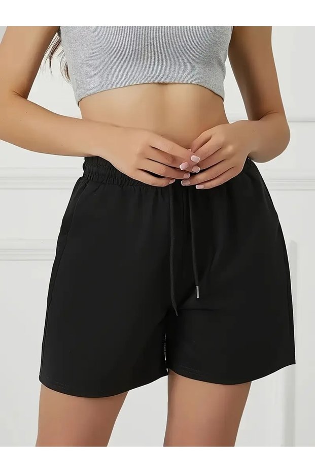 Women's Black Shorts Plus Size Oversized Sweatpants Sports Casual Wear Quality Stylish Appearance Yus