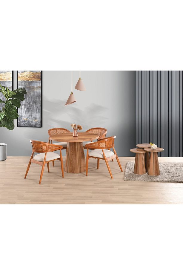 Hazar Higngloss Gazel Sandalye Soft-01 Piramit Ayak 100*100 Pota Sabit Masa Takımı - 1