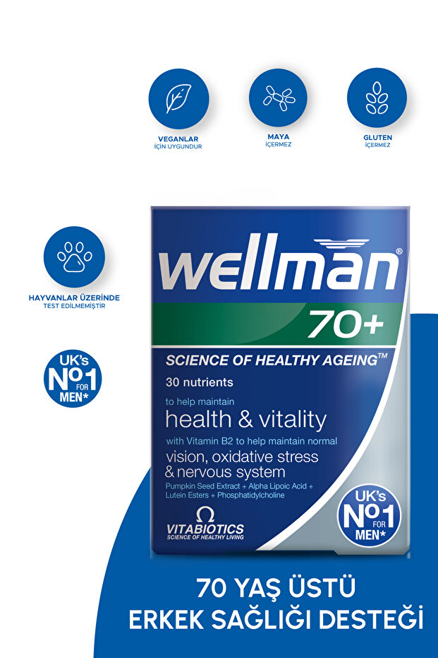 Sibirya Ginsengi,L-Karnitin,D Vitamini,B Complex İçeren 70Yaş Üzeri Erkek Sağlığı Vitamini 30 Tablet - 1