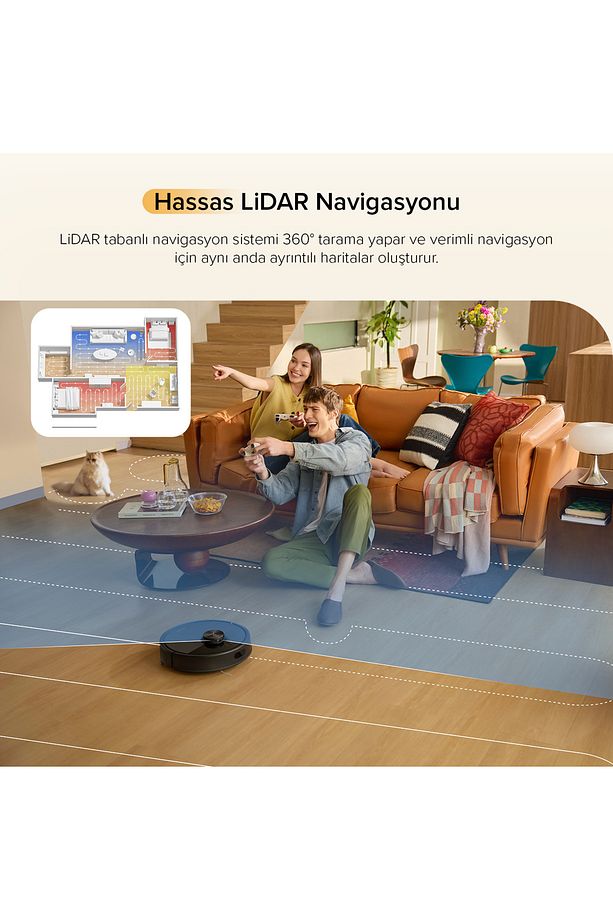Q8 Akıllı Robot Süpürge Siyah 10.000 Pa HyperForce Emiş Gücü - 7