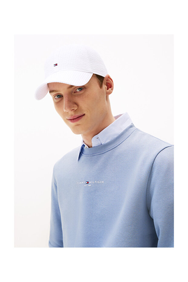 CZAPKA Z 6 PANELAMI Z MATERIAŁU SEERSUCKER Z NADRUKIEM FLAGI - 1