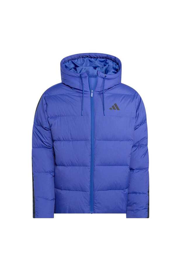 Essentials Climawarm 3 Stripes Puffer Down Kapüşonlu Erkek Mavi Outdoor Montu - 1