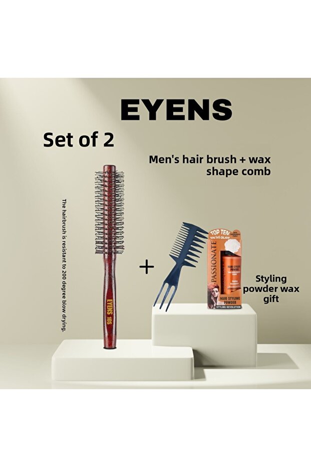 2-Piece Men's Styling Set Blow Dry Brush + Wax Styling Comb Styling Wax Gift