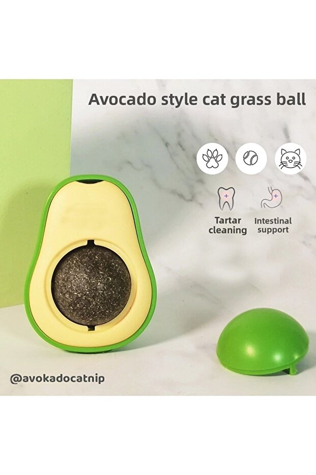 Avocado Shaped Natural Cat Licking Ball with Catnip Catnip 6 Cm Rotatable Cat Licking and Playing Ball - 4
