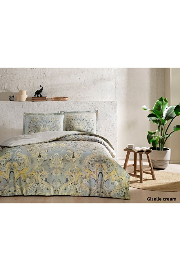 100% Cotton Satin Double Duvet Cover Set Giselle Cream – Luxurious and Soft Texture