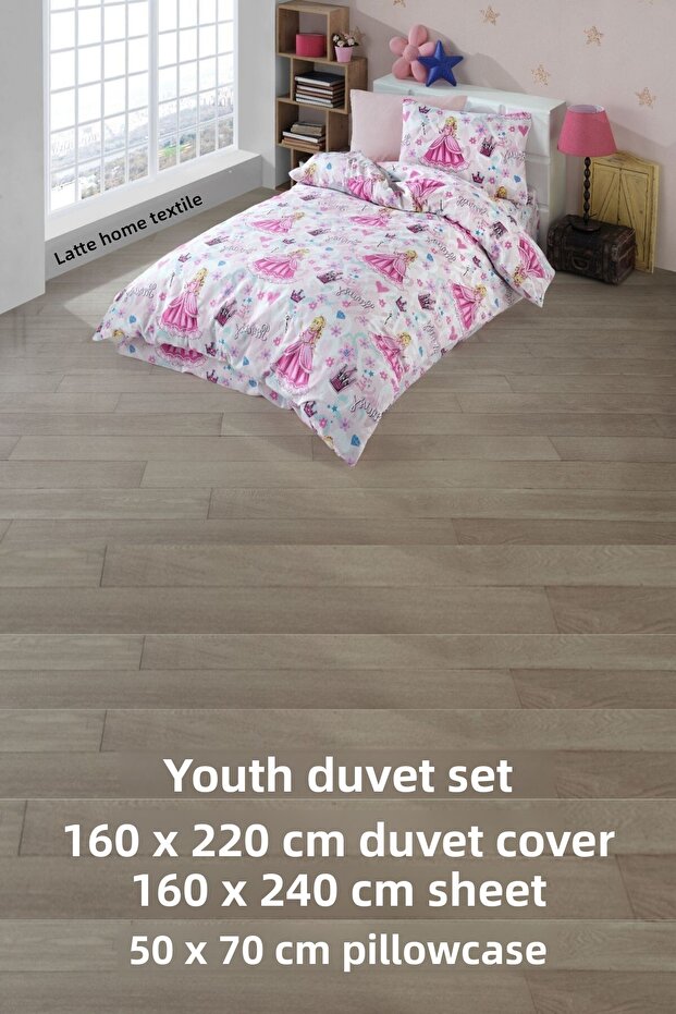 Princess Patterned, Children/Teenagers Cotton Ranforce Fabric Duvet Cover Set