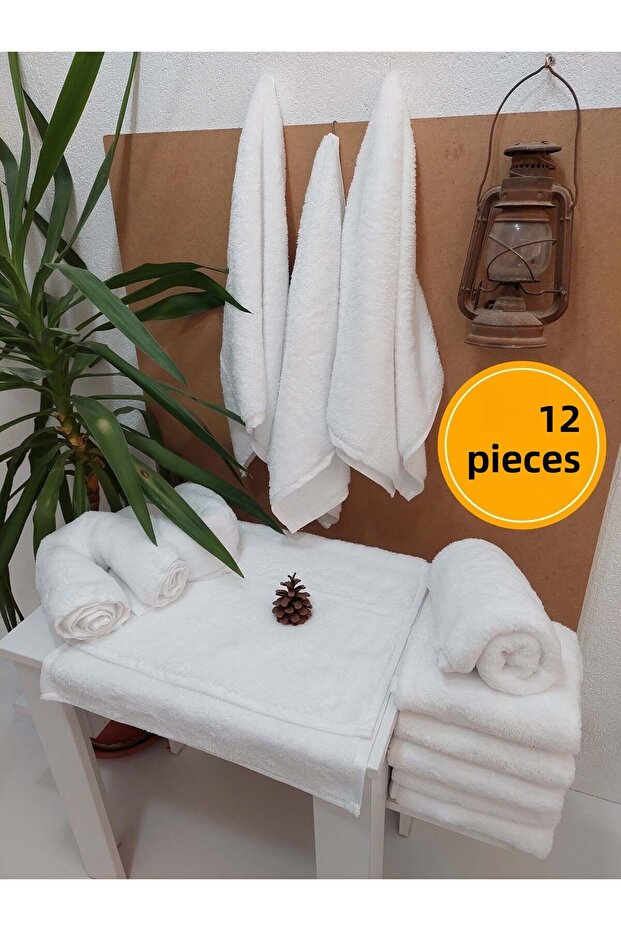 12-Pack Microfiber Hairdressing Towels White 50X90 cm | Non-Dyeing Hygienic Professional Towel Set