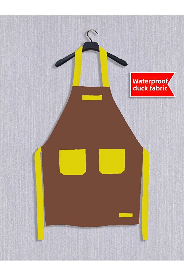 Chef Waiter Cook Barista Apron Kitchen Apron Coffee-Yellow Belted
