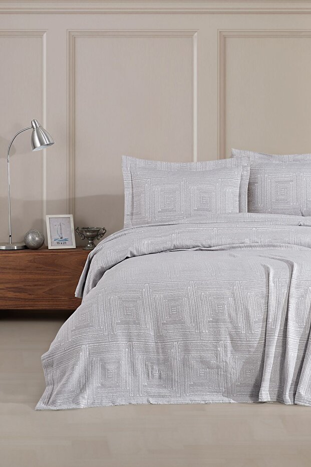 طقم مفرش سرير مزدوج باللون الرمادي من كونكورد - 2