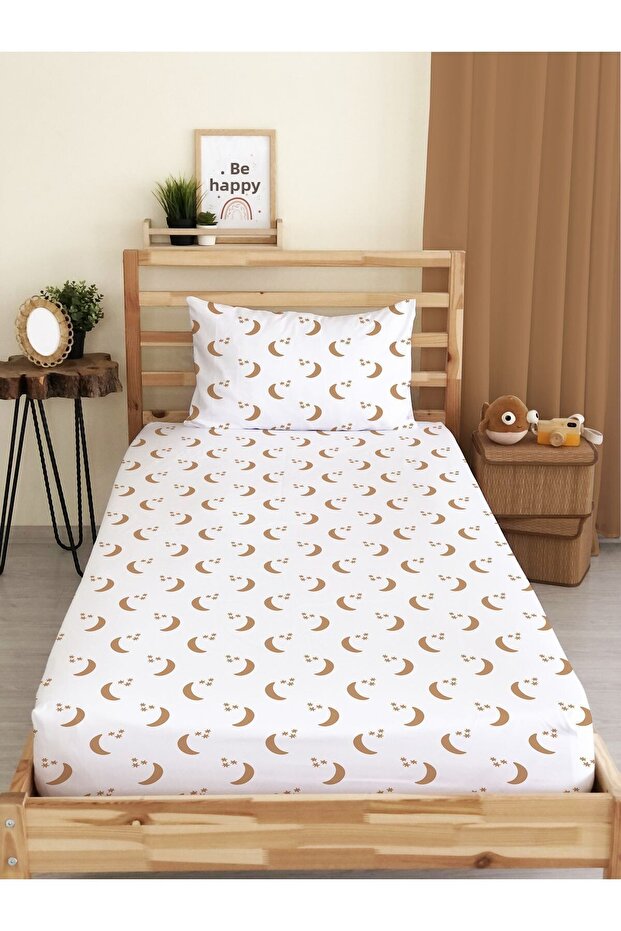Moon Patterned Printed Single Elastic Sheet Set - 1
