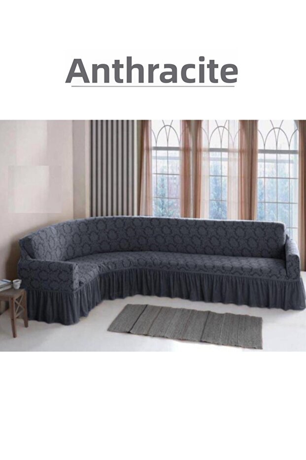 Jacquard L Corner Sofa Cover. 7 Seater, Stretchy, Washable Corner Sofa Cover. Total Length 550cm