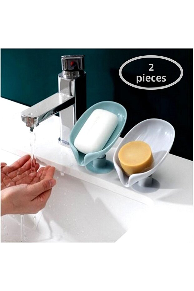 2 Pieces Bathroom Soap Holder with Suction Cups Non-Slip Drain Soap Dish Bathroom Plastic Bathroom Soap Holder with Water Drain