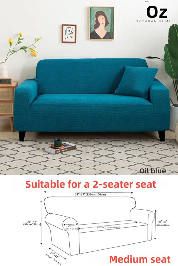 Sofa Cover, 2-Seater Medium-Sized Sofa Cover, 1 Piece