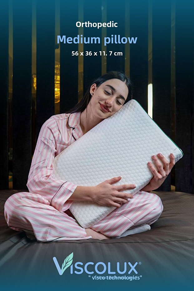 وسادة طبية متوسطة الحجم - وسادة فيسكو مع دعم للرقبة أخضر 56x36x11/7