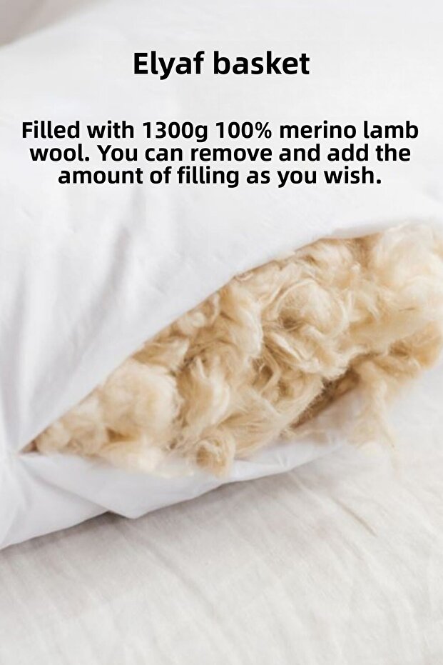 2 Pieces 100% Natural Hand Sewn 50x70 Organic Wool Pillow