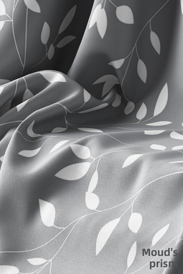 فروع شجرة رمادية منقوشة مفرش المائدة المستديرة من جلد الغزال الهم - 3