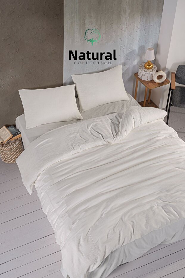 100% Natural Muslin Duvet Cover Set – Double | Bag Gift! 🌿