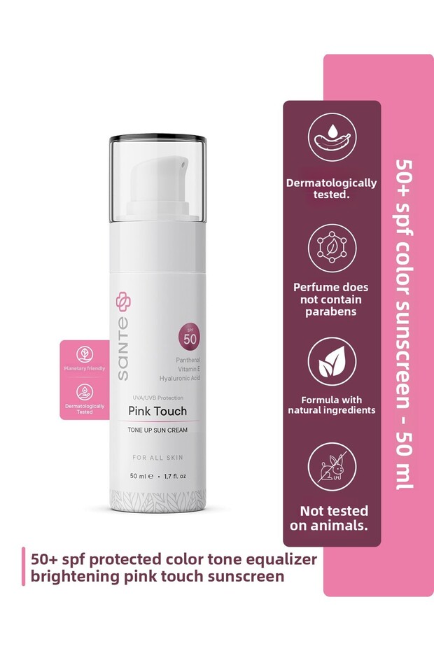 Sante Pink Touch Tone Equalizing Spf 50 Pink Facial Sunscreen 50 ml