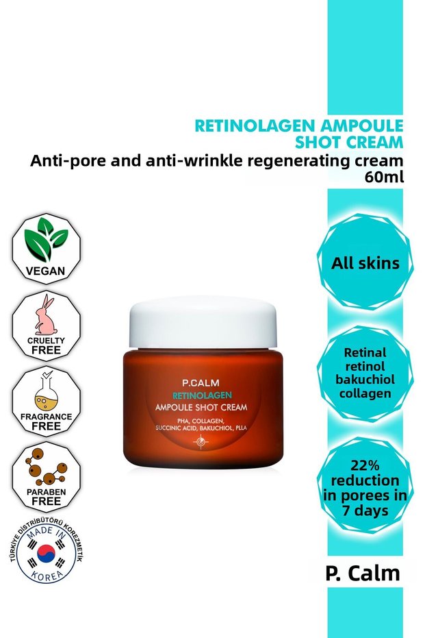 P.Calm Retinal, Retinol, Bakuchiol, Collagen Anti-Wrinkle and Pore Retinolagen Cream 60ml