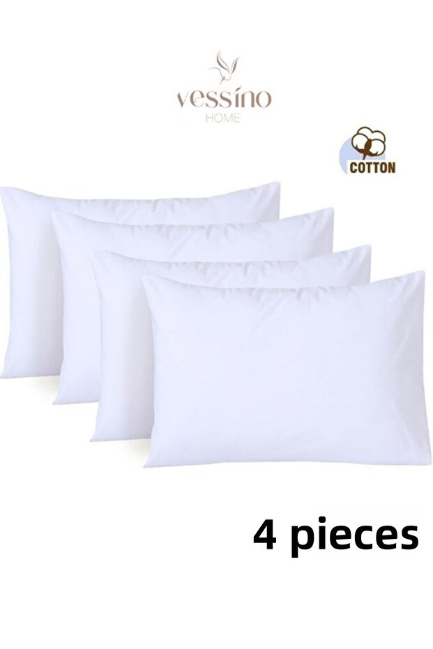 Cotton 4-Piece 50x70 White Pillowcase Inner Lining, Zippered Pillow Case, 4-Piece Pillow Mattress