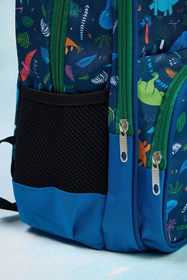 Lacivert 3'lü Erkek Çocuk Kids Yalıtımlı Beslenme Çantası Kalemlik Okul Sırt Çantası TAKAW26OI00006 - 5