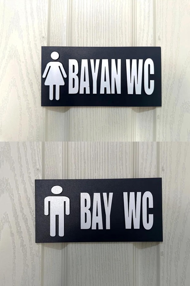 Wc Mdf Embossed Lettering Men's Lettering Toilet Lettering