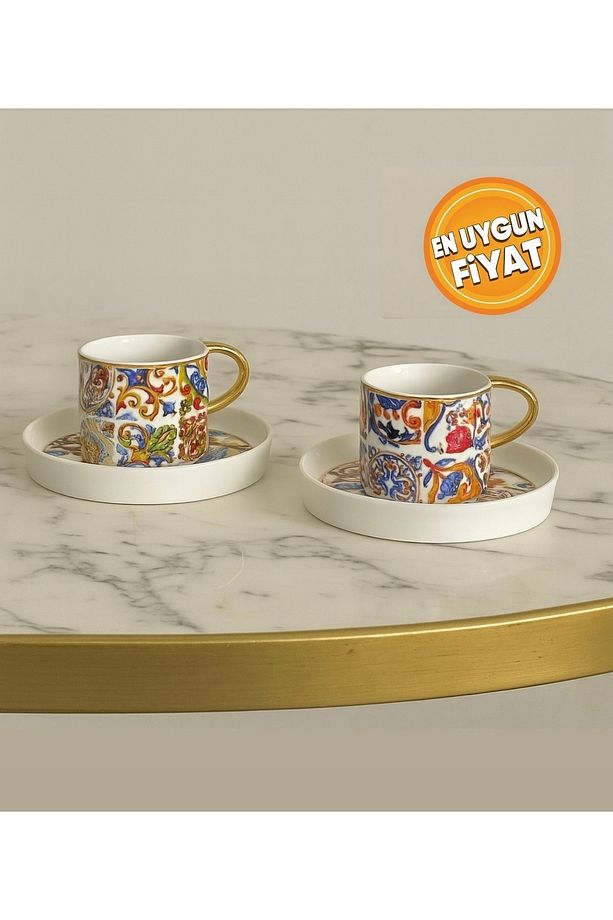 Zerafet Acar 2 Kişilik Porselen Kahve Fincan Takımı - 90 ml - 1