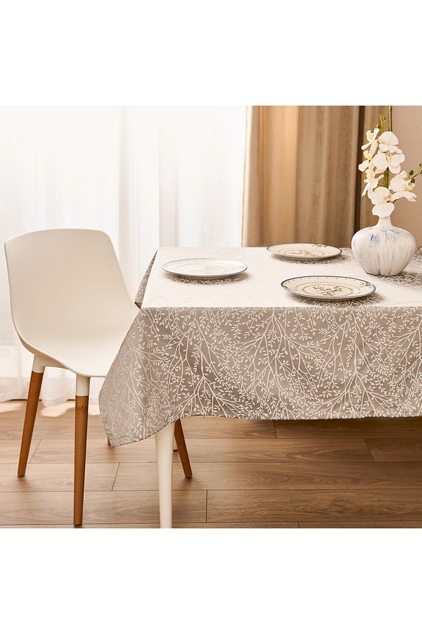 Soft Çiçekli Masa Örtüsü - Bej - 140x140 cm - 2