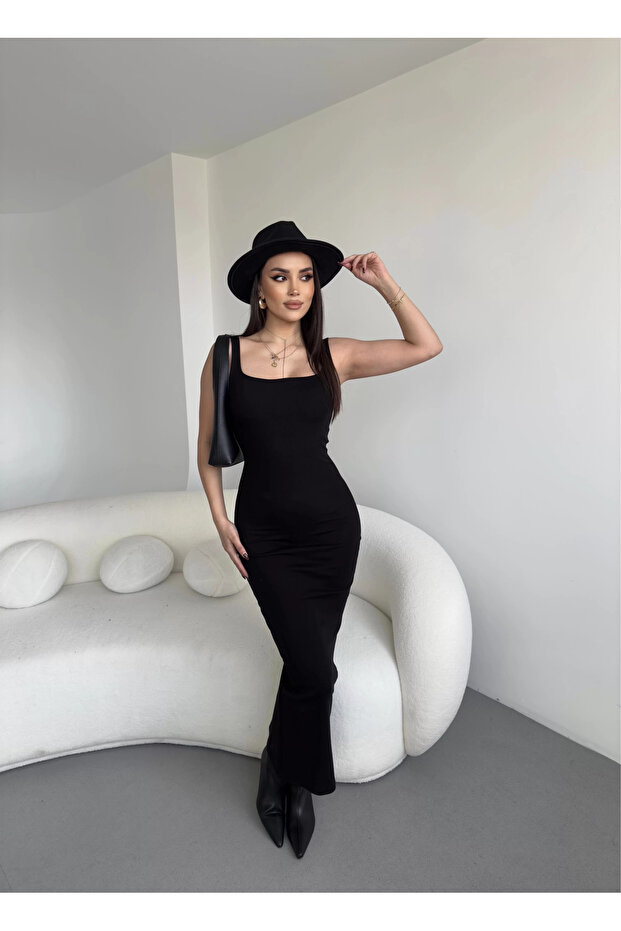 Askılı Midi Elbise - 1