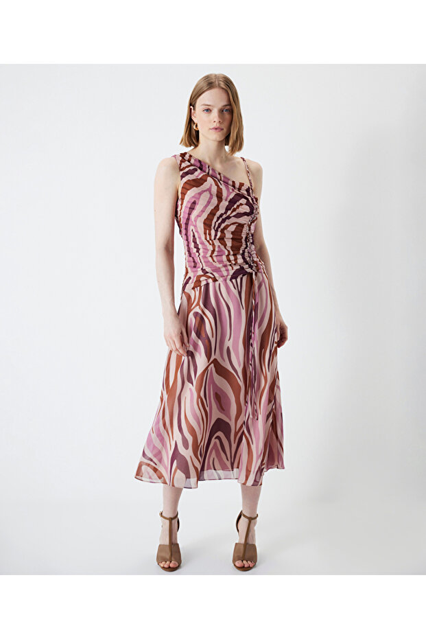 فستان ثنيات منقوش - 1