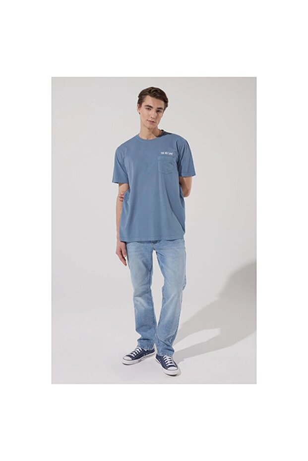 Men's Blue Crew Neck T-Shirt