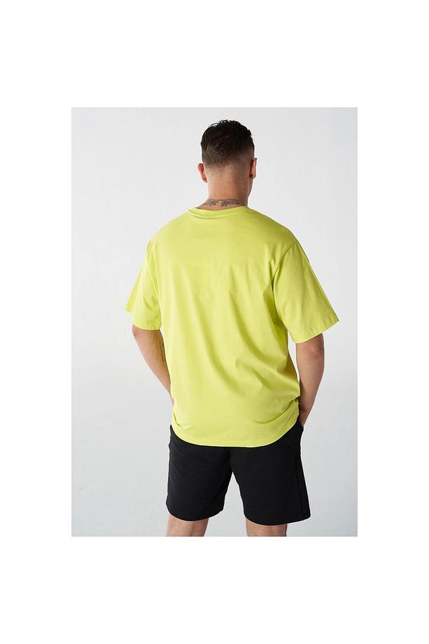 Finny Oversize Erkek Sarı Yuvarlak Yaka Tişört - 3