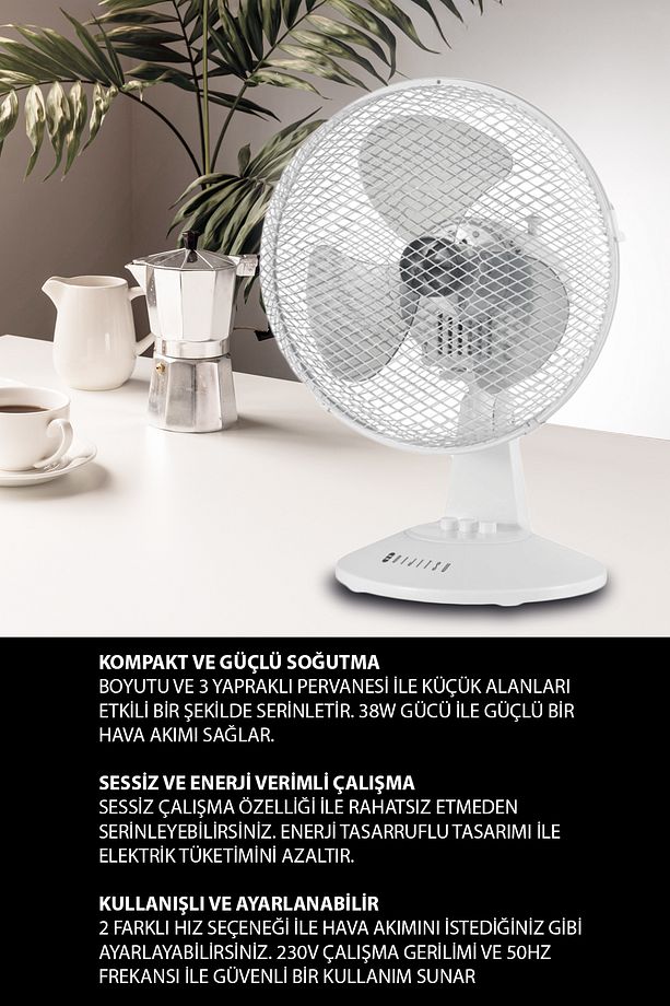 Vn09 Masa Üstü Vantilatör Bakır Motor 25 W Sessiz - 1