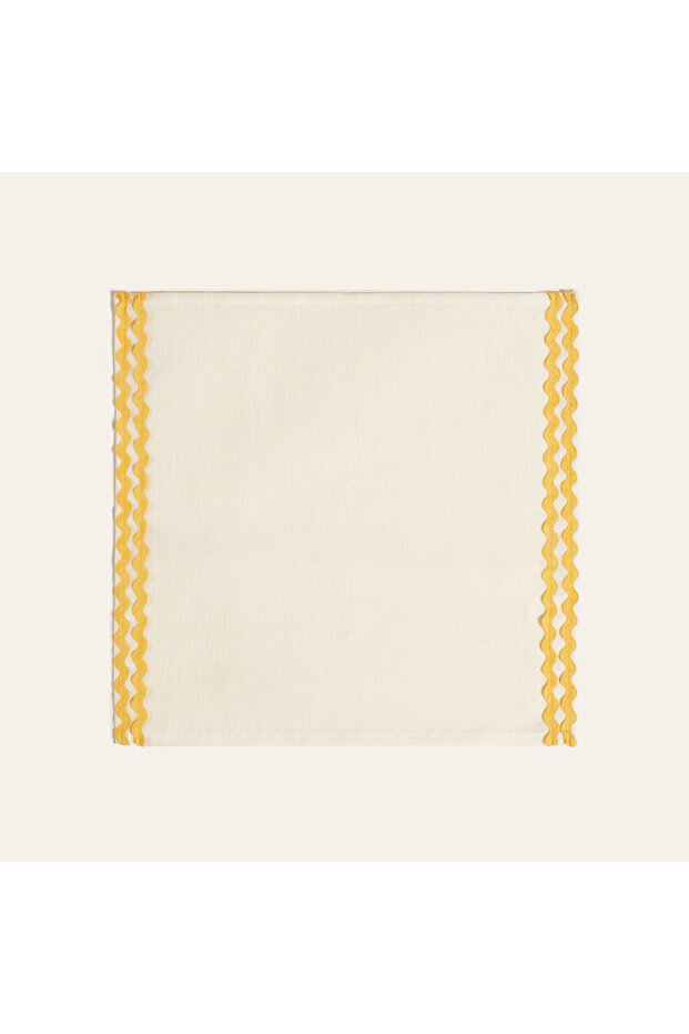 Water Lily Water Stone Embroidered Linen Napkin 45X45 cm Yellow