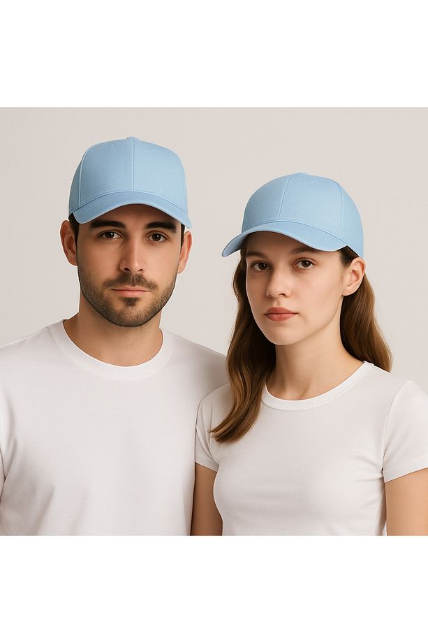 Mavi Düz Şapka Unisex Model %100 Pamuklu Cırtlı Ayarlanabilir Kadın-erkek - 6