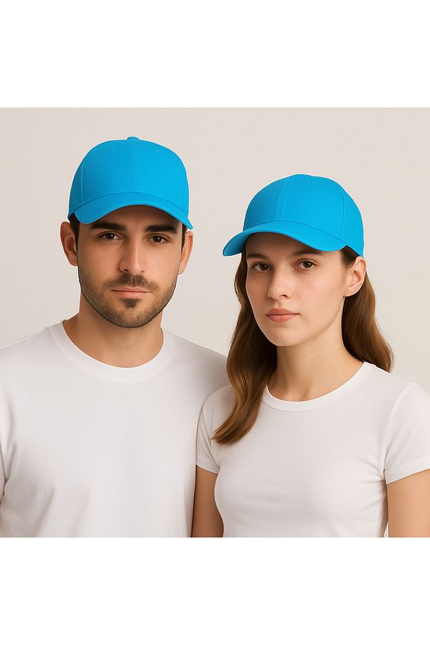 Mavi Düz Şapka Unisex Model %100 Pamuklu Cırtlı Ayarlanabilir Kadın-erkek - 4