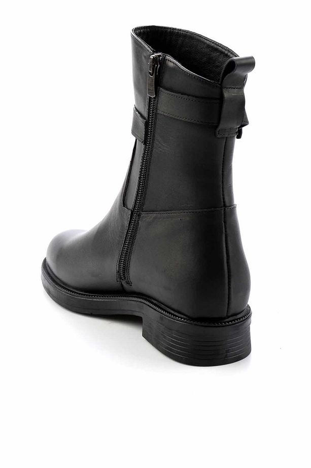 Siyah Hakiki Deri Kadın Bot & Bootie K02531205603 - 5